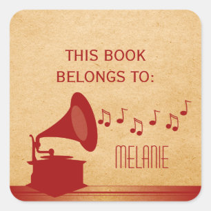 Stickers Gramophone Vintage rouge