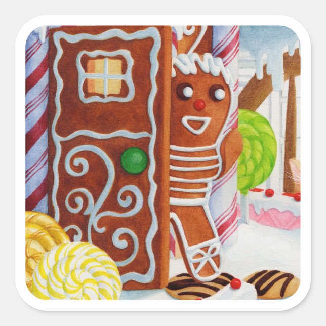 Stickers grand Carré GINGERBREAD MAN (Devant)