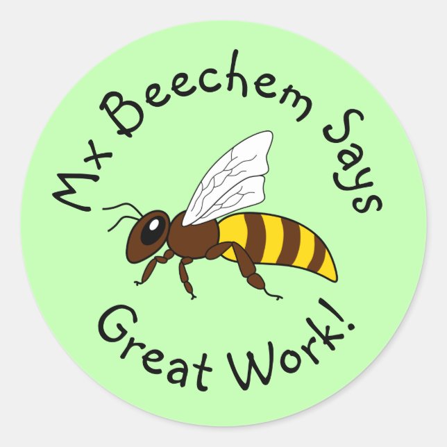 Stickers Green Bee Great Work (Devant)