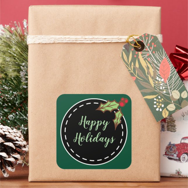 Stickers Green Happy Holidays (vacances)