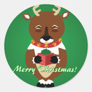 Stickers Green Happy Reindeer