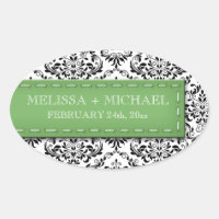 Stickers Green Stitched Mariage damassé Grand Fave