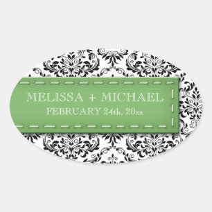 Stickers Green Stitched Mariage damassé Grand Fave
