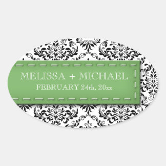 Stickers Green Stitched Mariage damassé Grand Fave
