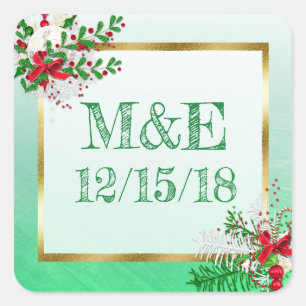 Stickers Green Winter Wedding Personnalisés