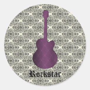 Stickers Guitare Rockstar Damask, violet
