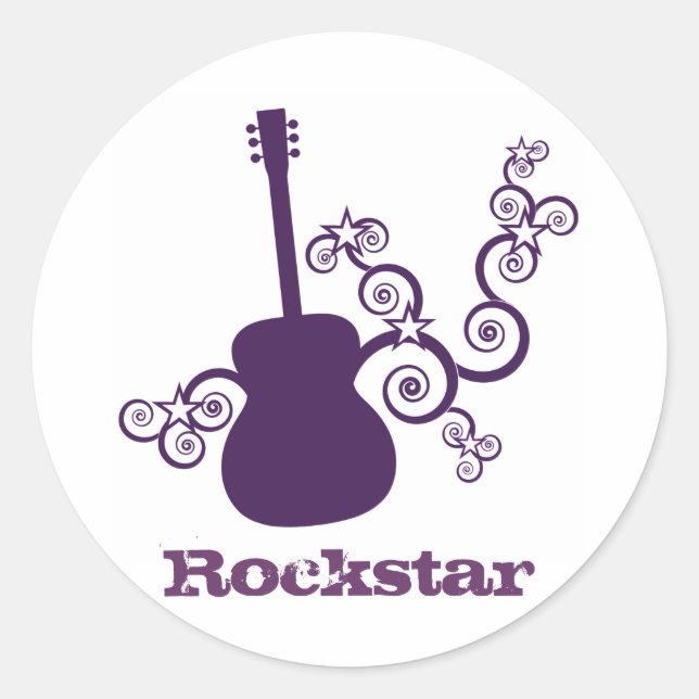 Stickers Guitare Rockstar, violet (Devant)