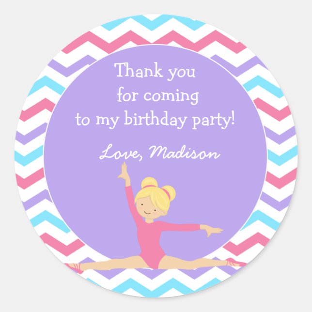 Stickers Gymnastique Anniversaire Fête Favoriser (Devant)