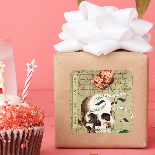 Stickers Halloween à écriture florale crâne vapeur (Fête)