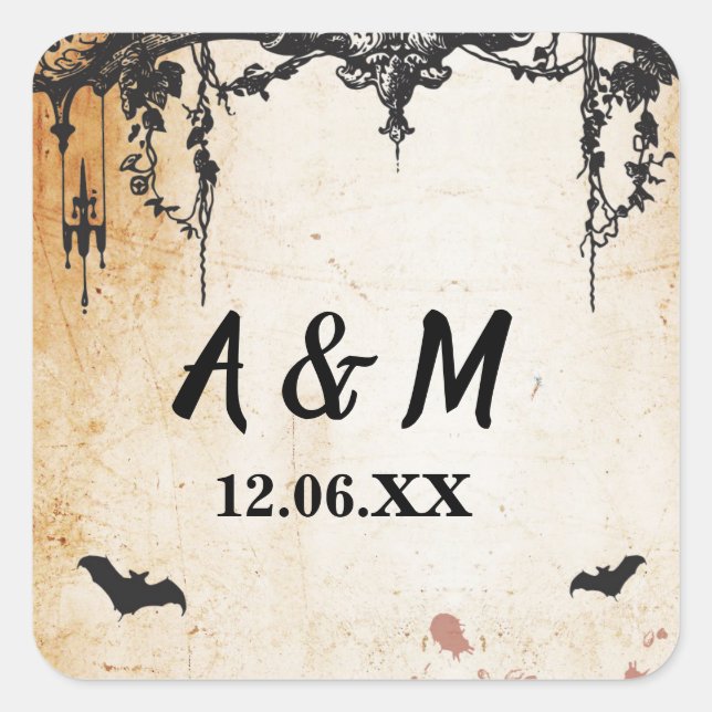 Stickers Halloween cadre gothique rustique Étiquet (Devant)