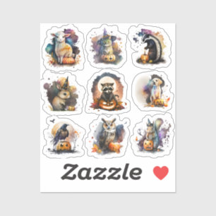 Stickers Halloween - Cute Aquarelle Animaux