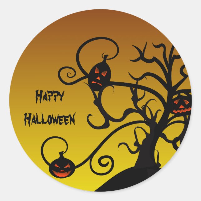 Stickers Halloween éffrayant Tree Et Jack O’ Lante (Devant)
