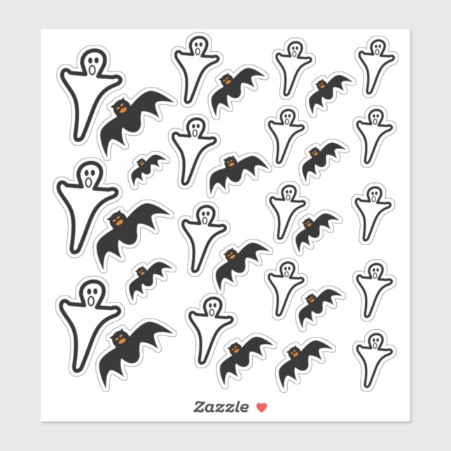 Stickers Halloween Fantômes éffrayants et chauves- (Feuille)