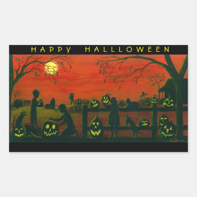 stickers Halloween, Jack-O Lanterns, chien, noir,  (Devant)