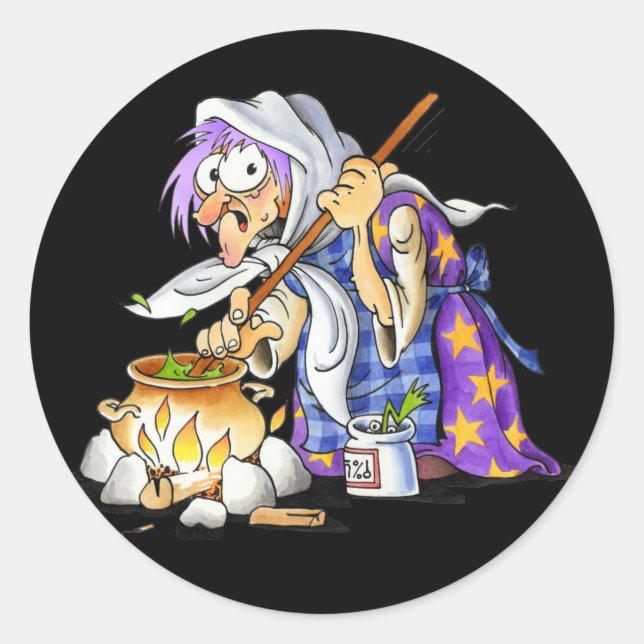 Stickers Halloween Noir Avec Sorcière Violette (Devant)