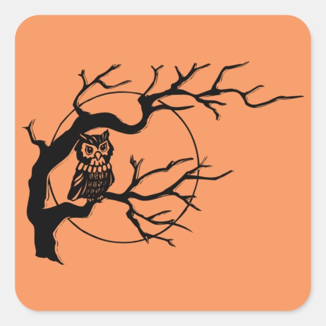 Stickers Halloween Orange & Chouette Noire (Devant)