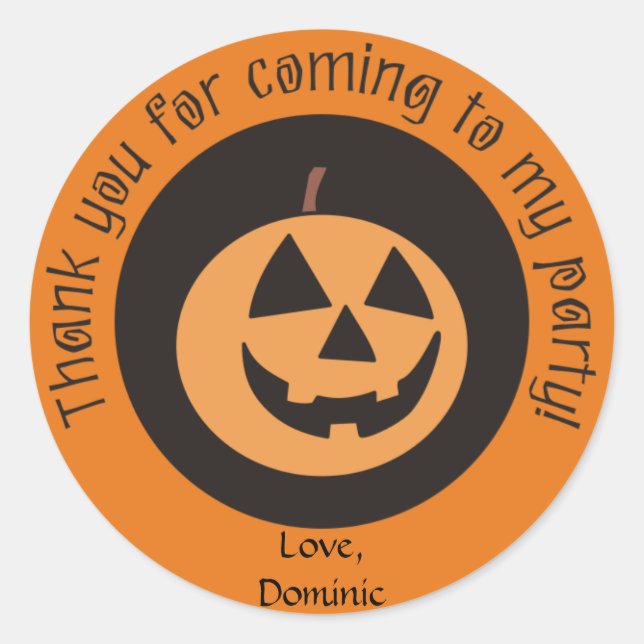 Stickers Halloween Personnalisé Citrouille drôle (Devant)