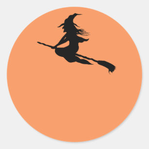 Stickers Halloween Silhouette Sorcière ou étiquett