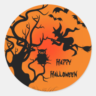 Stickers Halloween Witch And Owl Halloween