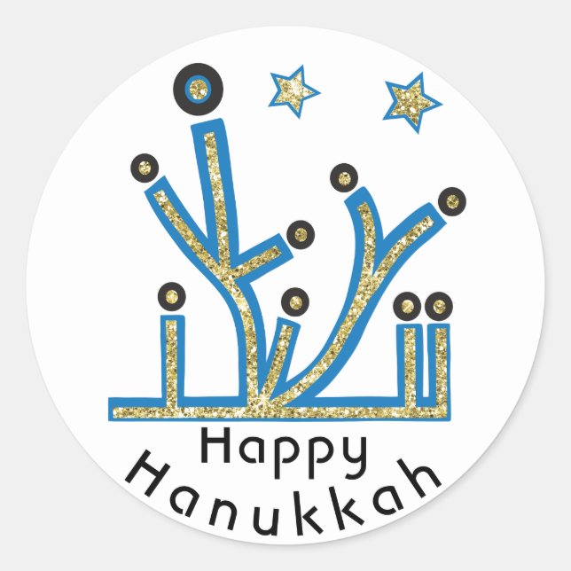 Stickers Hanoukka "Blue Bling Menorah" (Devant)