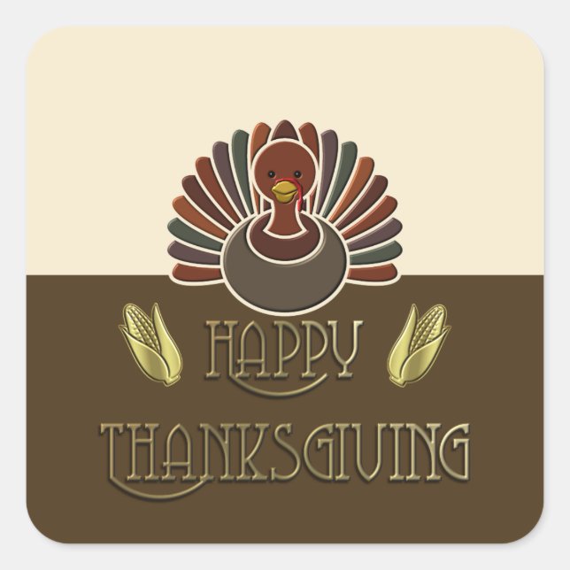 Stickers - Happy Turkey - Happy Thanksgiving (Vorderseite)