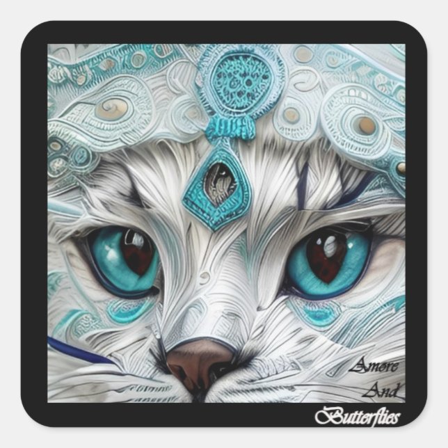 #Stickers Hat Model, Cat Eyes 1/3 Quadratischer Aufkleber (Vorderseite)