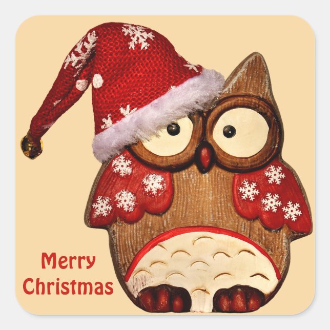 stickers hibou père Noël (Devant)