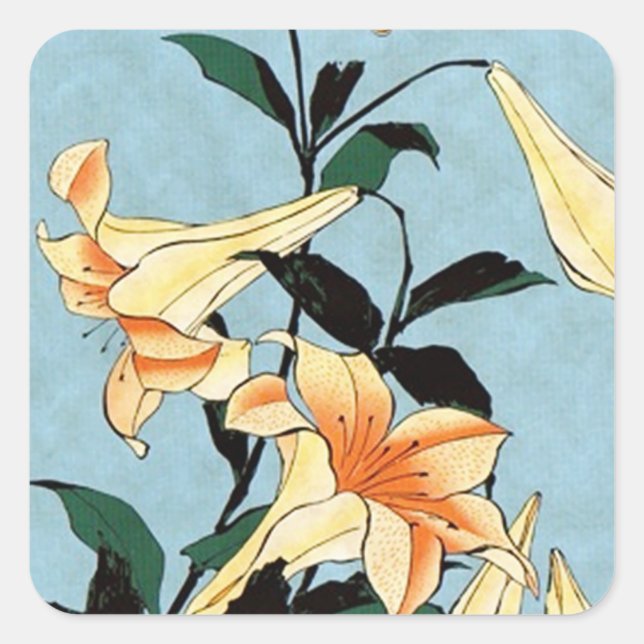 Stickers Hokusai Japanese Lilies (Devant)