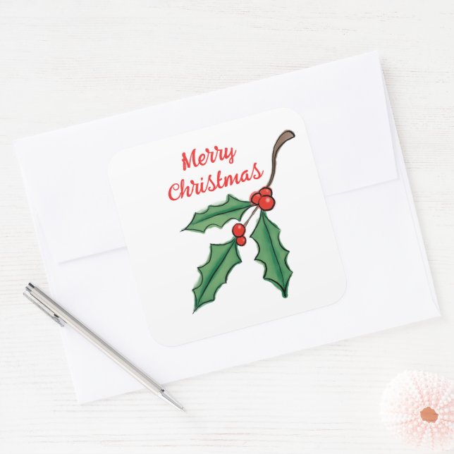 Stickers Holly de Noël (Enveloppe)