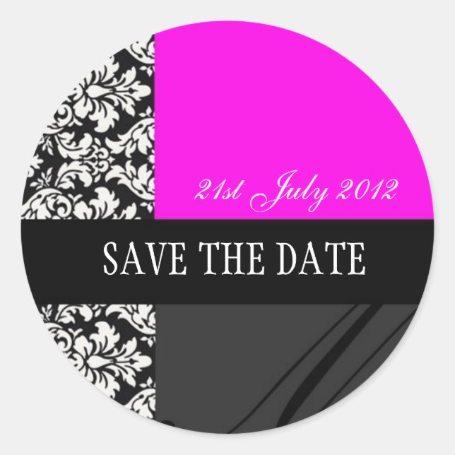 Stickers Hot Pink et Black Mariage damassé (Devant)