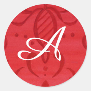 Stickers Initial rouge Damas et blanc
