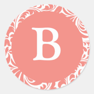 Stickers Invitation Monogramme B Corail clair