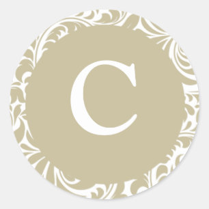 Stickers Invitation Monogramme C Gris Argent Et Bl