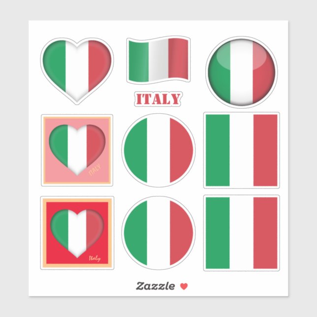 stickers Italie & Drapeau italien, Coeur /sports (Feuille)