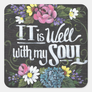 Stickers "It's Well" Carré Black Floral