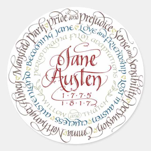 Stickers - Jane Austen Periodendrama-Anpassungen (Vorderseite)
