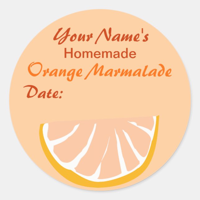 Stickers Jar Personnalisé Orange Marmalade ronde (Devant)