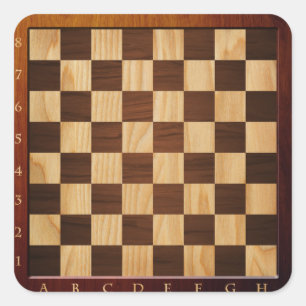 Stickers jeu d'échecs en bois carré
