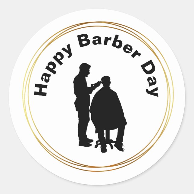 Stickers Jour Barber avec Silhouette Barber (Devant)