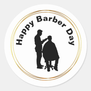 Stickers Jour Barber avec Silhouette Barber