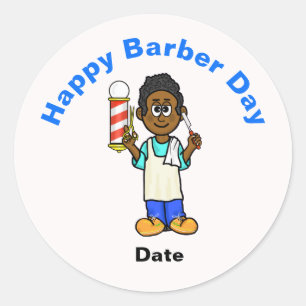 Stickers Jour Barbier avec Barbier noir