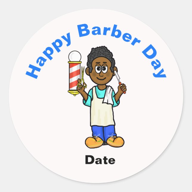 Stickers Jour Barbier avec Barbier noir (Devant)