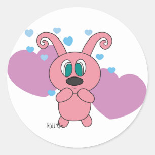 Stickers Jour de Valetine Coeurs Roses Rolly