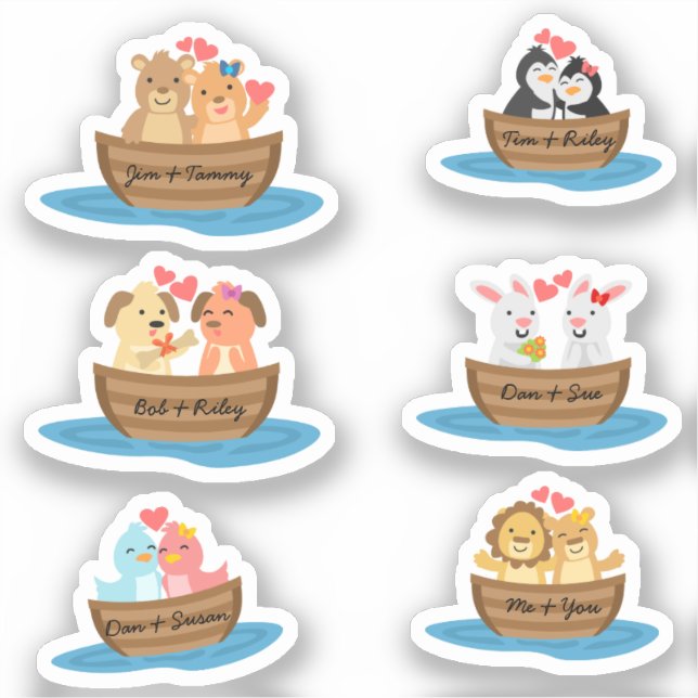 Stickers Jour des Valentines d'animaux mignons (Recto)