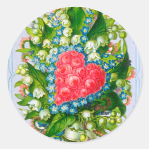 Stickers Jour Valentines Fleurs et Coeurs