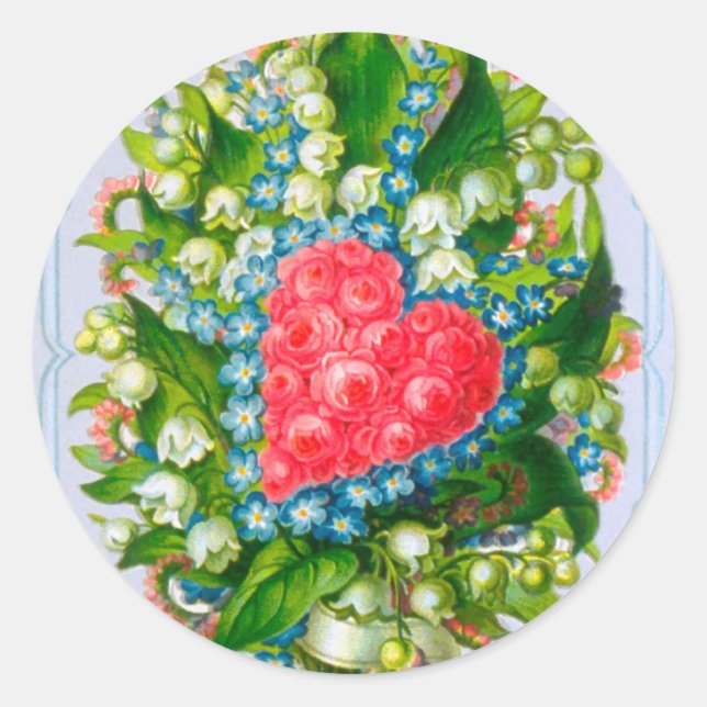 Stickers Jour Valentines Fleurs et Coeurs (Devant)