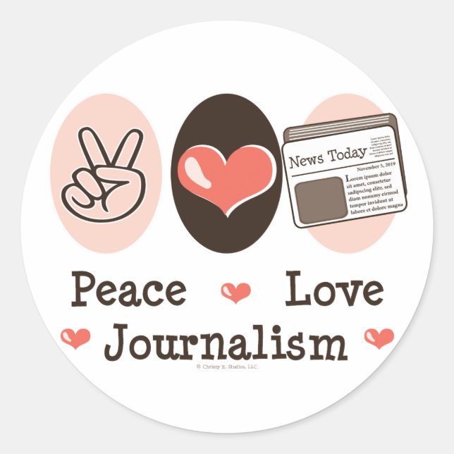Stickers Journalisme Peace Love (Devant)