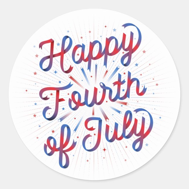 Stickers Joyeux 4 juillet (Dégradé Rouge/Bleu) (Devant)