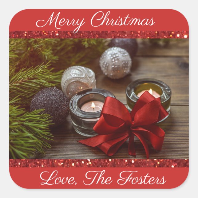 Stickers Joyeux écran de bougie de Noël (Devant)