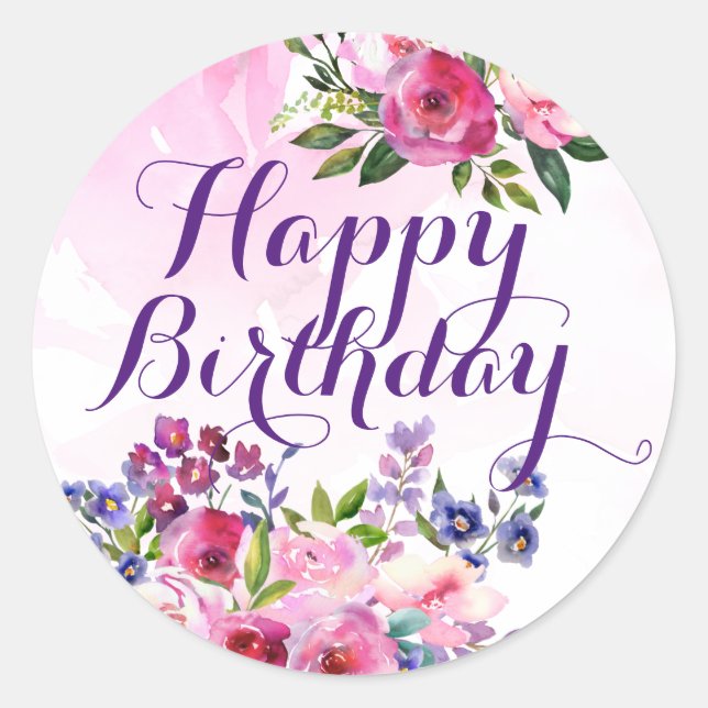 Stickers Joyeux Fleurs d'anniversaire (Devant)